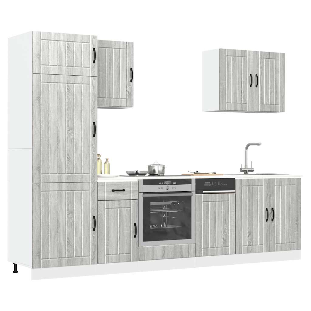 7-tlg Küchenschrank Set Grau Sonoma
