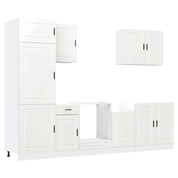 7-teiliges Küchenschrank-Set Hochglanz Weiß