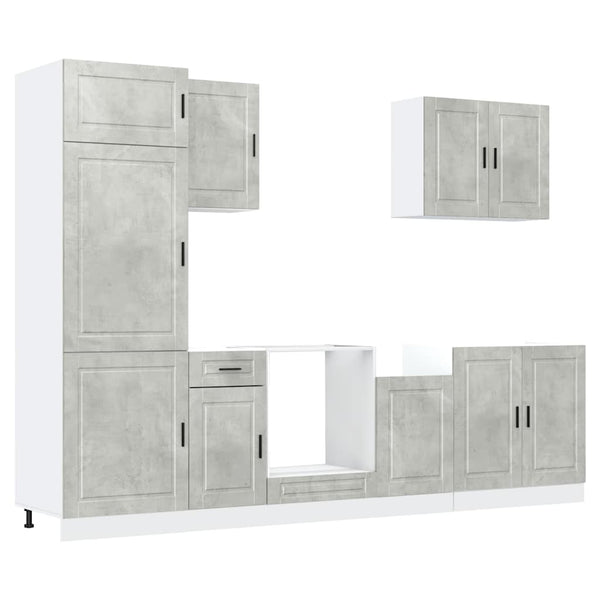 7-teiliges Küchenschrank-Set Betongrau