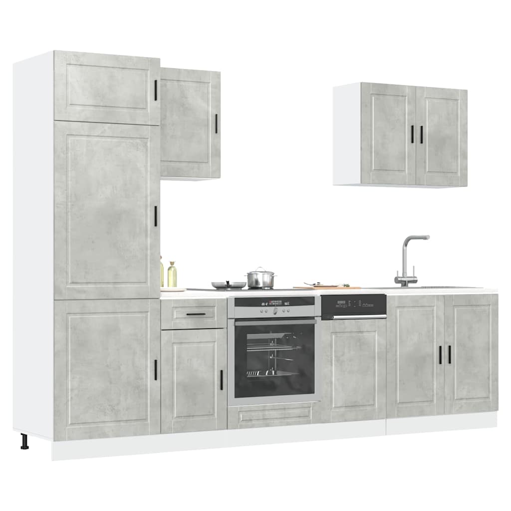7-teiliges Küchenschrank-Set Betongrau