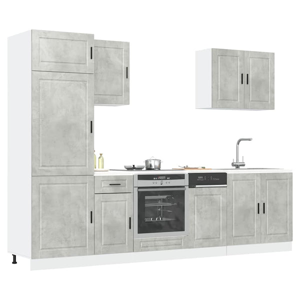 7-teiliges Küchenschrank-Set Betongrau