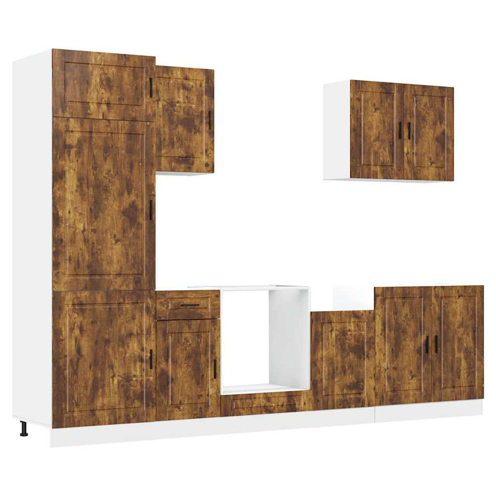 7-teiliges Küchenschrank-Set Räuchereiche