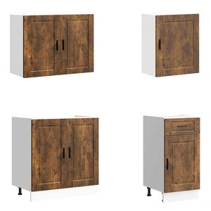 7-teiliges Küchenschrank-Set Räuchereiche