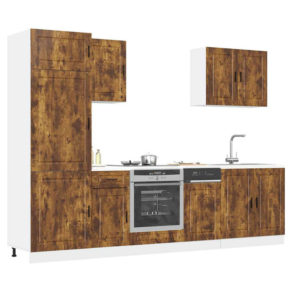 7-teiliges Küchenschrank-Set Räuchereiche