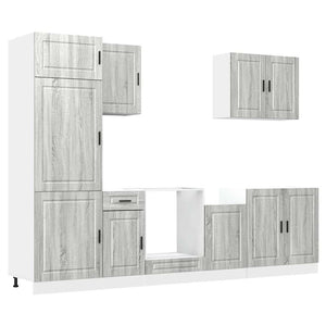 7-tlg Küchenschrank Set Grau Sonoma