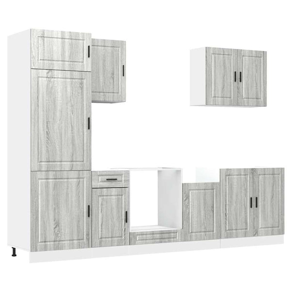 7-tlg Küchenschrank Set Grau Sonoma