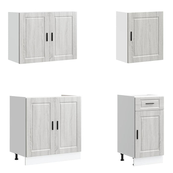 7-tlg Küchenschrank Set Grau Sonoma