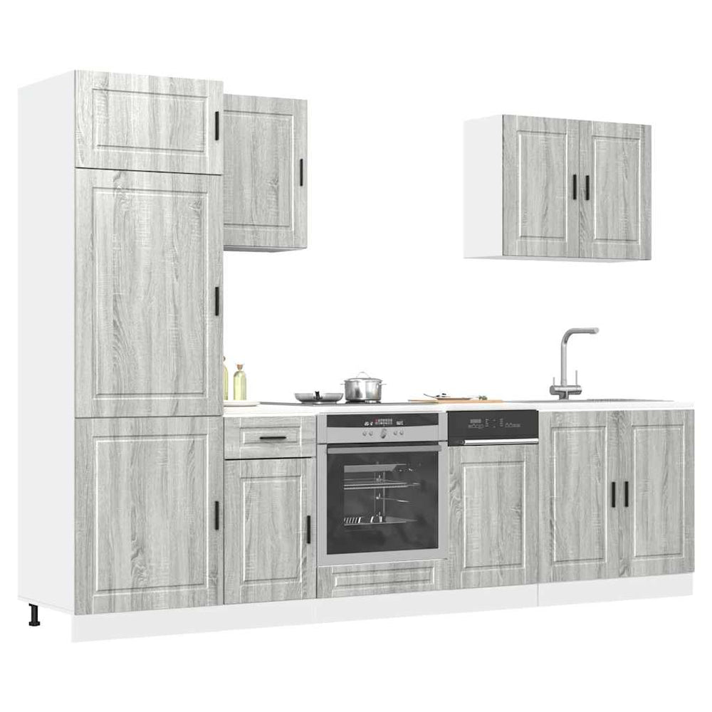 7-tlg Küchenschrank Set Grau Sonoma
