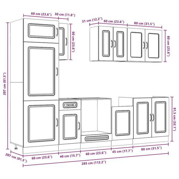 8-tlg Küchenschrank Set Weiß