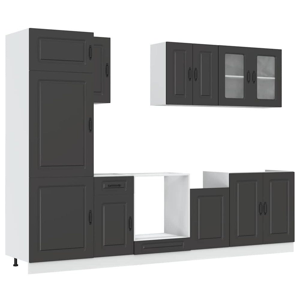 8-tlg Küchenschrank Set Schwarz