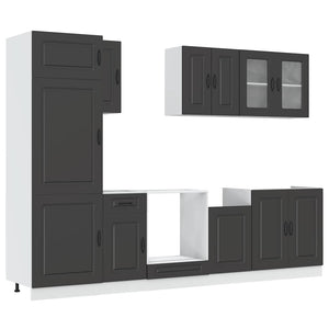 8-tlg Küchenschrank Set Schwarz