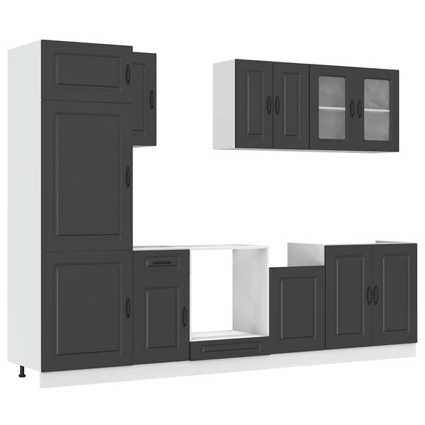 8-tlg Küchenschrank Set Schwarz