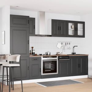 8-tlg Küchenschrank Set Schwarz
