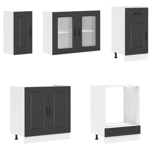 8-tlg Küchenschrank Set Schwarz