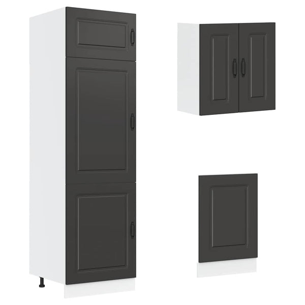8-tlg Küchenschrank Set Schwarz