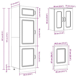 8-tlg Küchenschrank Set Schwarz