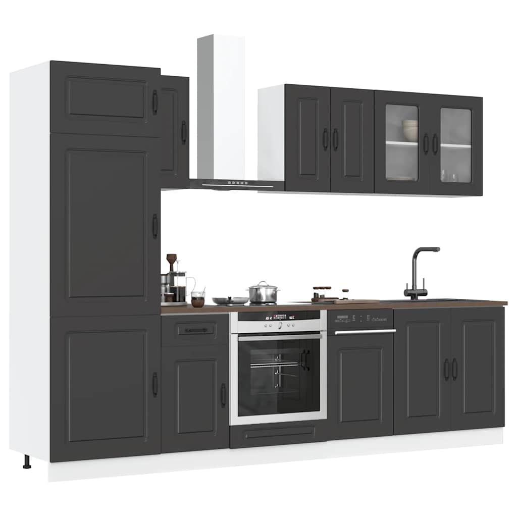 8-tlg Küchenschrank Set Schwarz