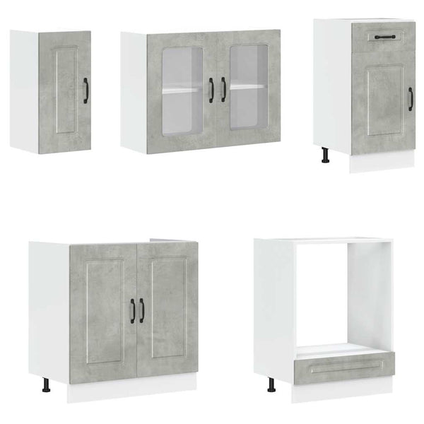 8-teiliges Küchenschrank-Set Betongrau