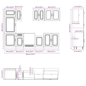 8-teiliges Küchenschrank-Set Betongrau