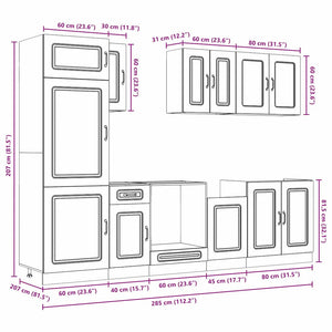 8-teiliges Küchenschrank-Set Betongrau