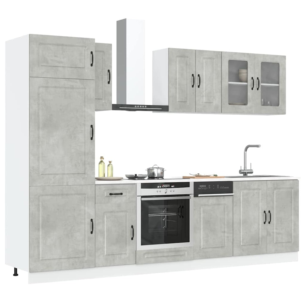 8-teiliges Küchenschrank-Set Betongrau