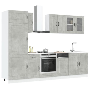 8-teiliges Küchenschrank-Set Betongrau