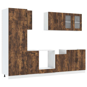 8-tlg Küchenschrank Set Räuchereiche
