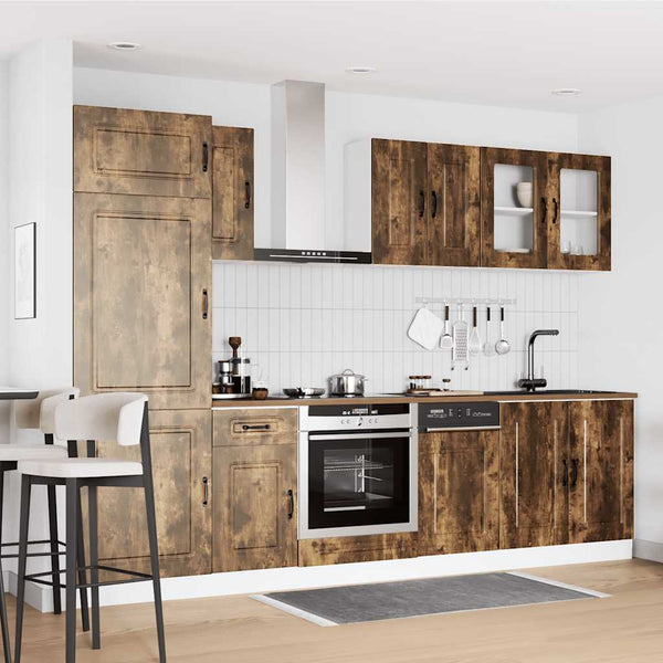 8-tlg Küchenschrank Set Räuchereiche