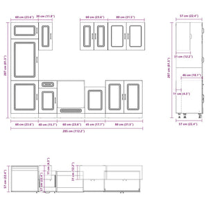 8-tlg Küchenschrank Set Räuchereiche