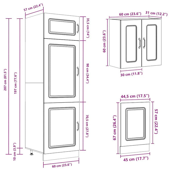 8-tlg Küchenschrank Set Räuchereiche