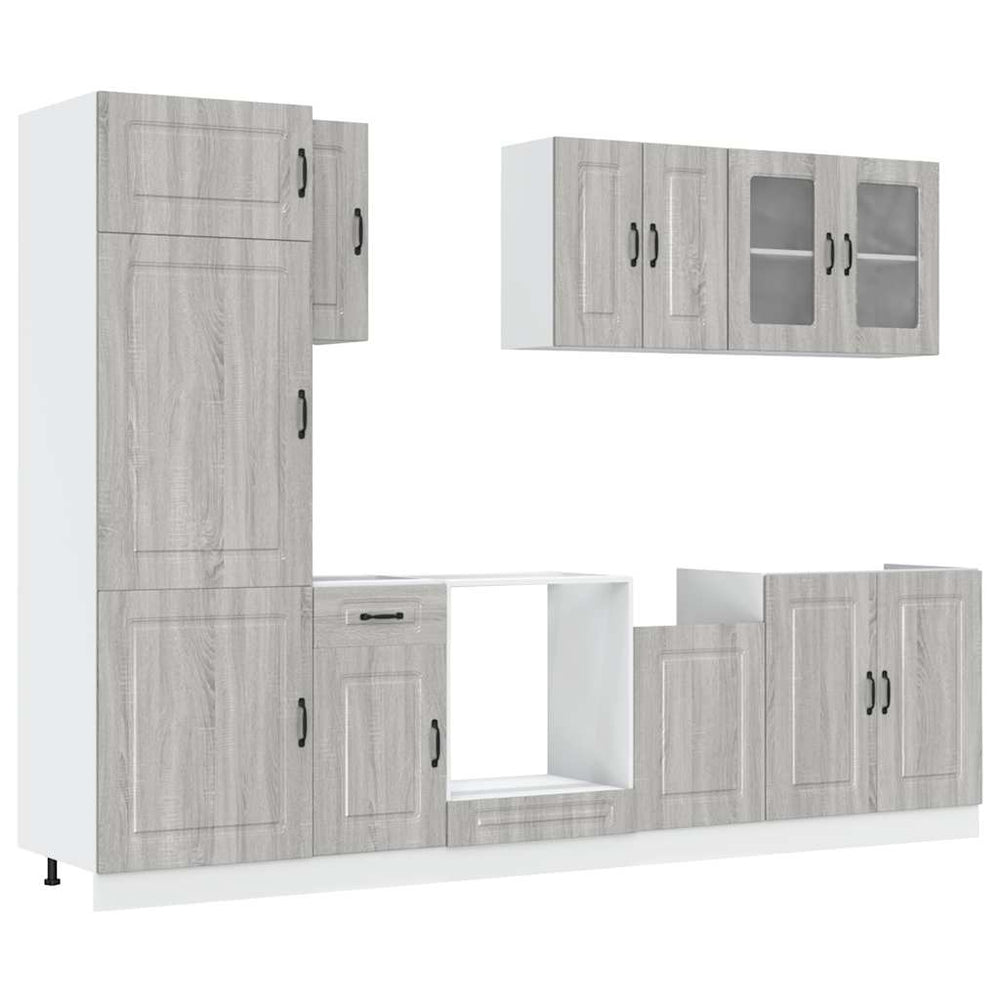 8-tlg Küchenschrank Set Grau Sonoma