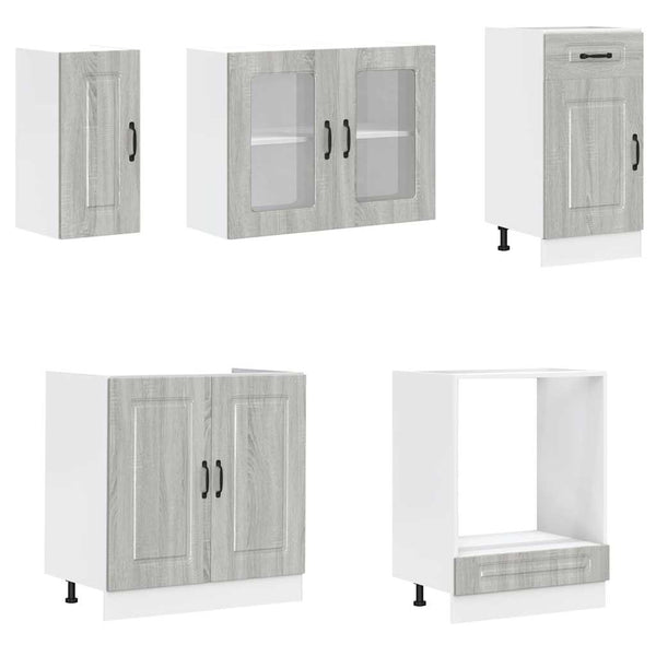 8-tlg Küchenschrank Set Grau Sonoma