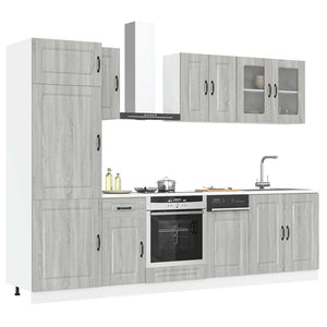 8-tlg Küchenschrank Set Grau Sonoma