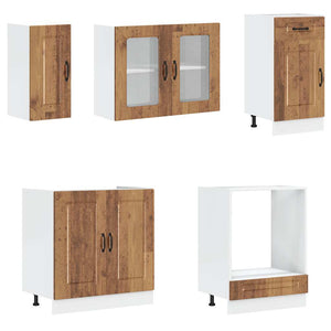 8-tlg Küchenschrank-Set Altholz-Optik