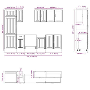 8-tlg Küchenschrank Set Weiß
