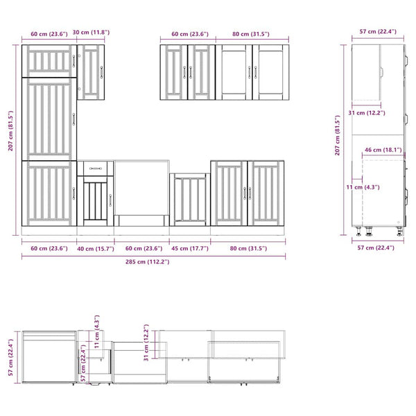 8-teiliges Küchenschrank-Set Sonoma-Eiche