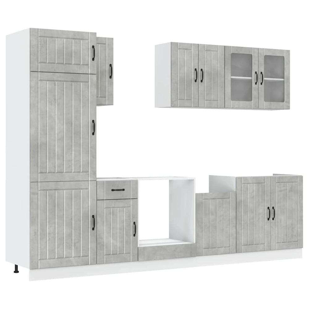 8-tlg Küchenschrank Set Betongrau