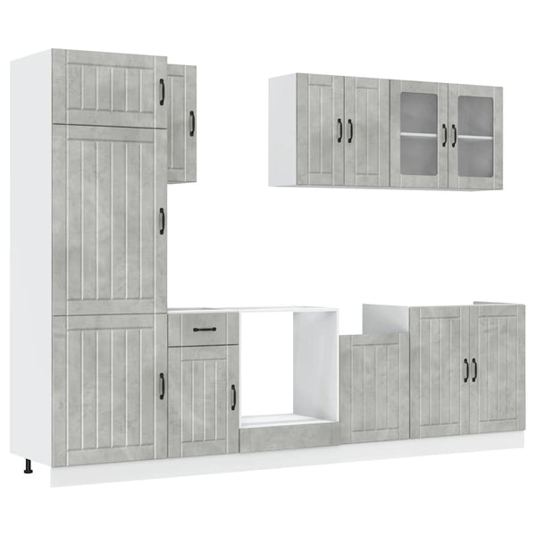 8-tlg Küchenschrank Set Betongrau
