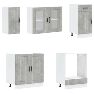 8-tlg Küchenschrank Set Betongrau
