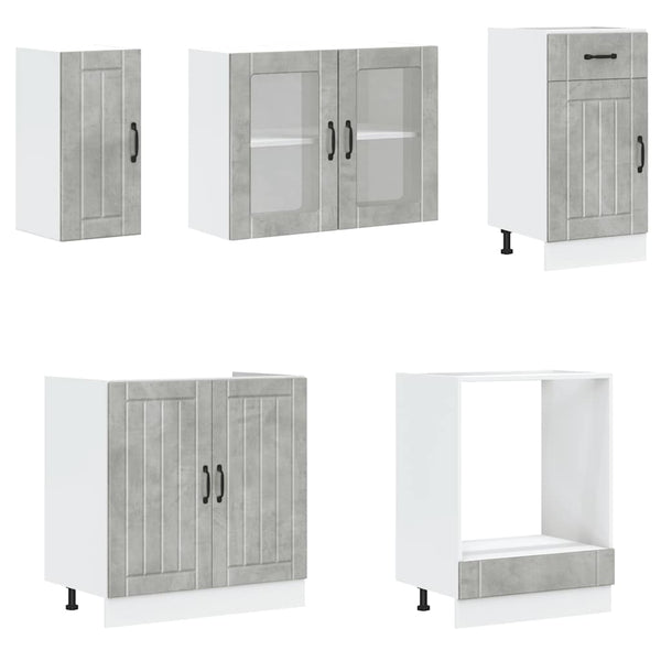 8-tlg Küchenschrank Set Betongrau