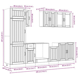 8-tlg Küchenschrank Set Betongrau