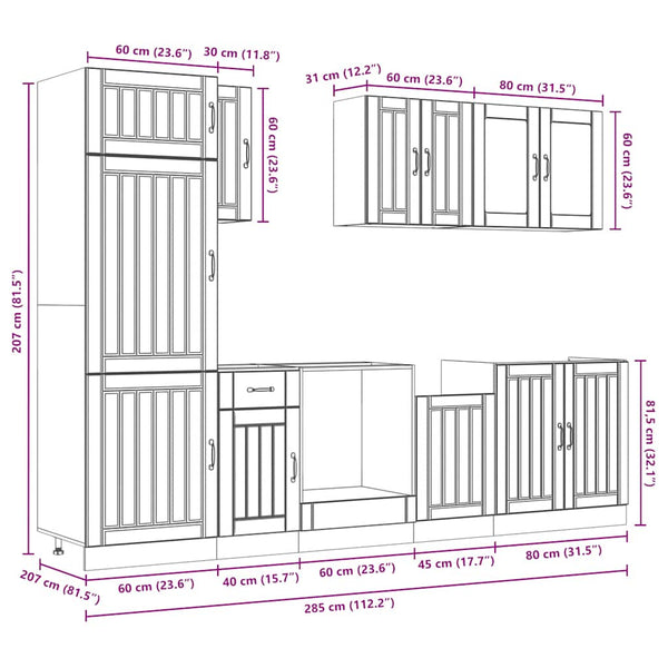 8-tlg Küchenschrank Set Betongrau