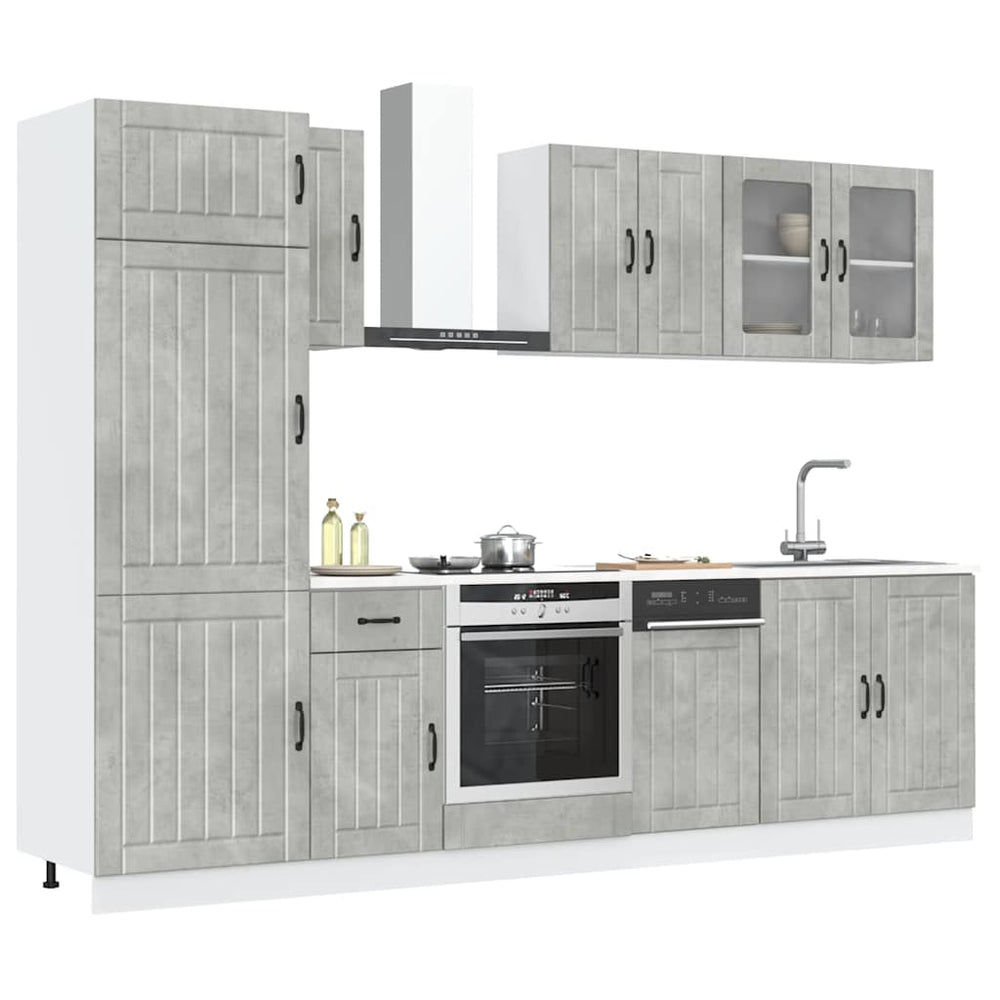 8-tlg Küchenschrank Set Betongrau