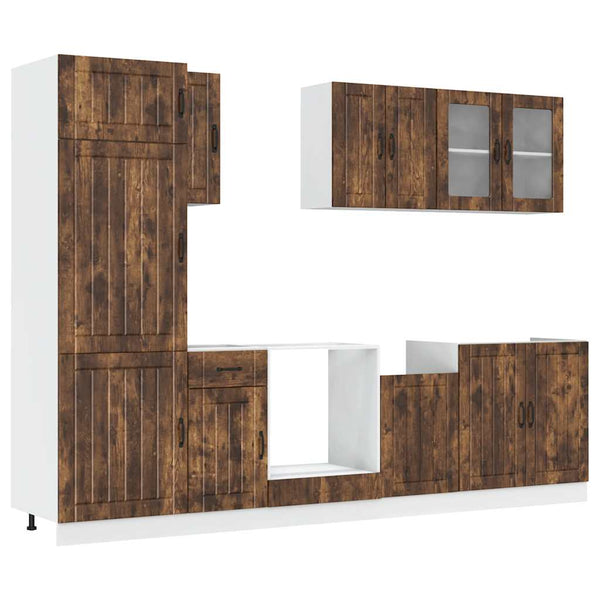 8-teiliges Küchenschrank-Set Räuchereiche