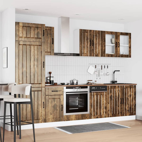 8-teiliges Küchenschrank-Set Räuchereiche