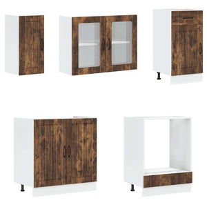 8-teiliges Küchenschrank-Set Räuchereiche