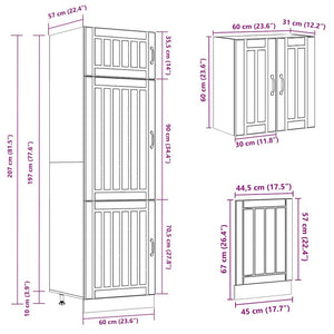8-teiliges Küchenschrank-Set Räuchereiche