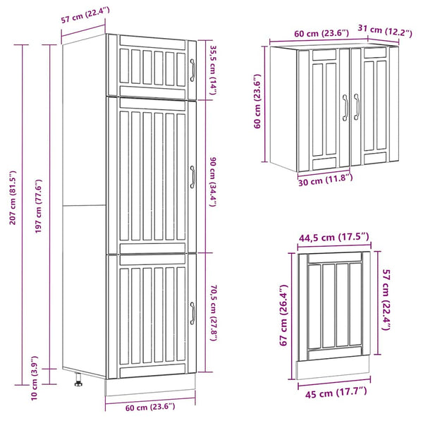 8-teiliges Küchenschrank-Set Räuchereiche