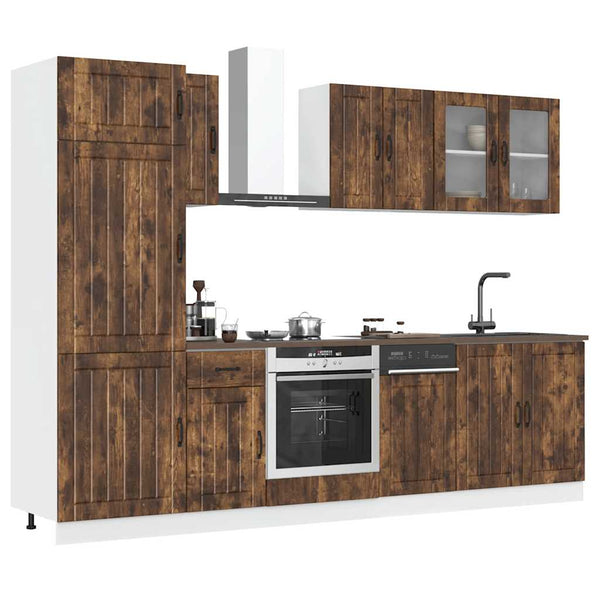 8-teiliges Küchenschrank-Set Räuchereiche