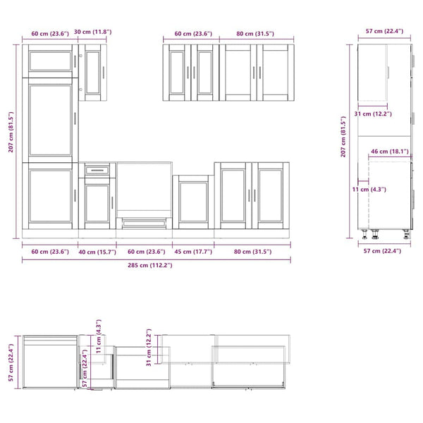 8-teiliges Küchenschrank-Set Weiß